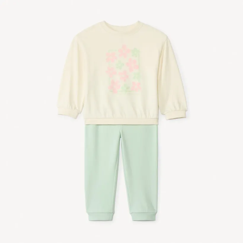 Jogging set van fleece met bloemenprint voor babymeisjes