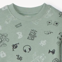 Joggingset van geborsteld katoen met bedrukte sweatshirt jongens