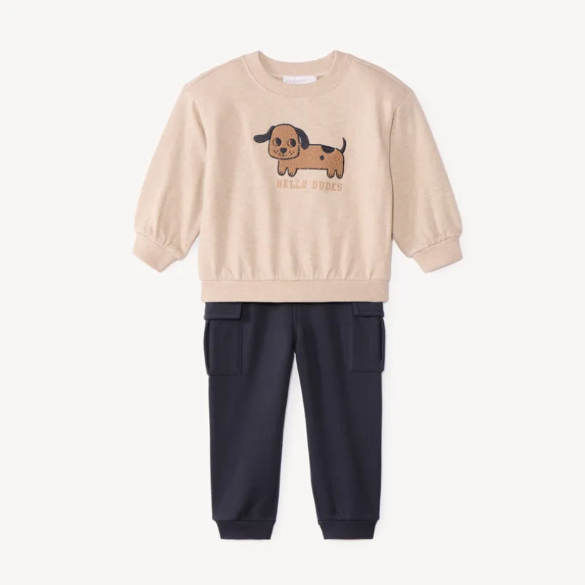 Jogging set voor babyjongen met fancy badstof patch