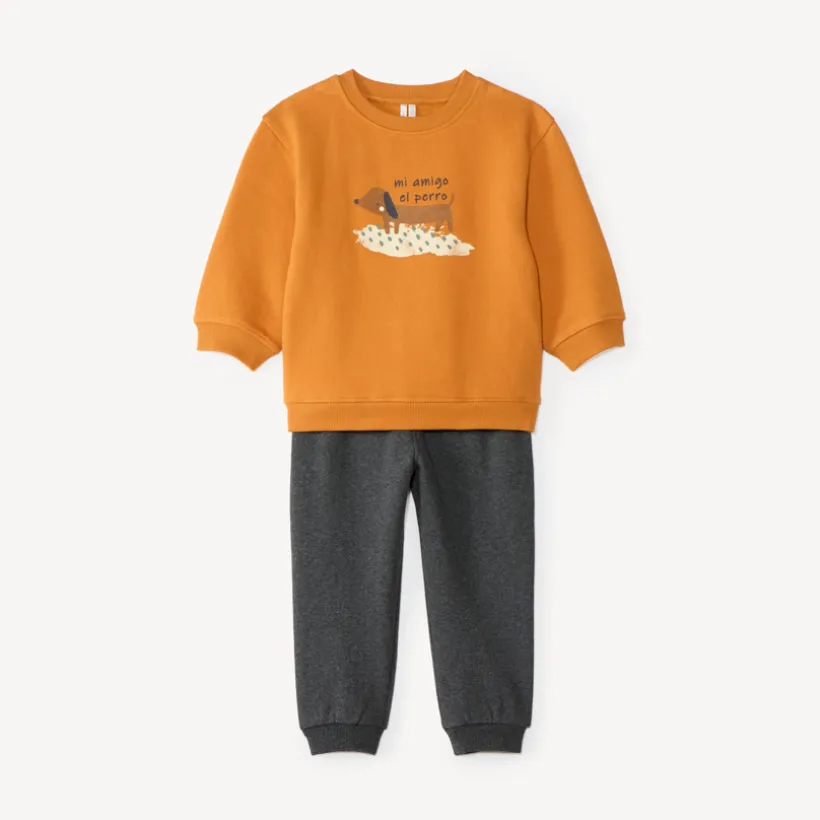 Joggingset voor babyjongens van fleecemateriaal met een fantasieprint