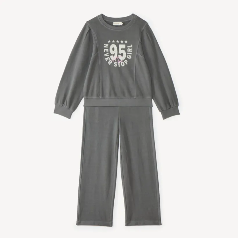 Jogging set voor meisjes in grijs met een vervaagde look
