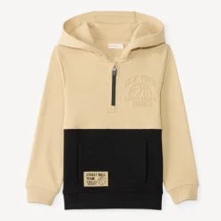 Jongen hoodie met bicolor rits kraag