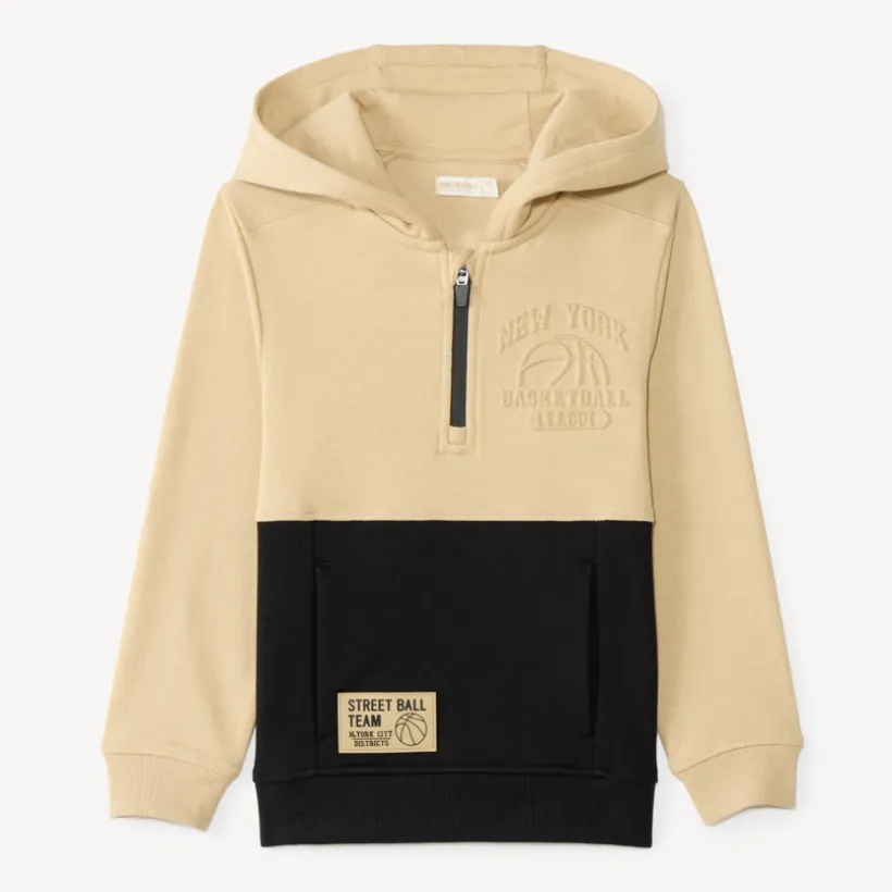Jongen hoodie met bicolor rits kraag