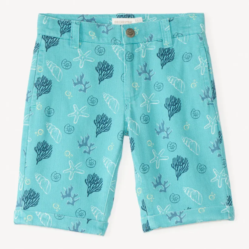 Jongens katoen broek met schelpenprint.