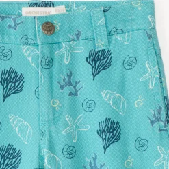 Jongens katoen broek met schelpenprint.