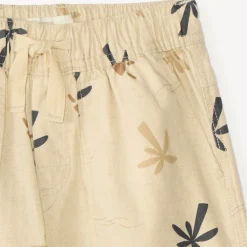 Jongens korte broek van doek met zon- en palmprint