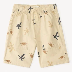 Jongens korte broek van doek met zon- en palmprint