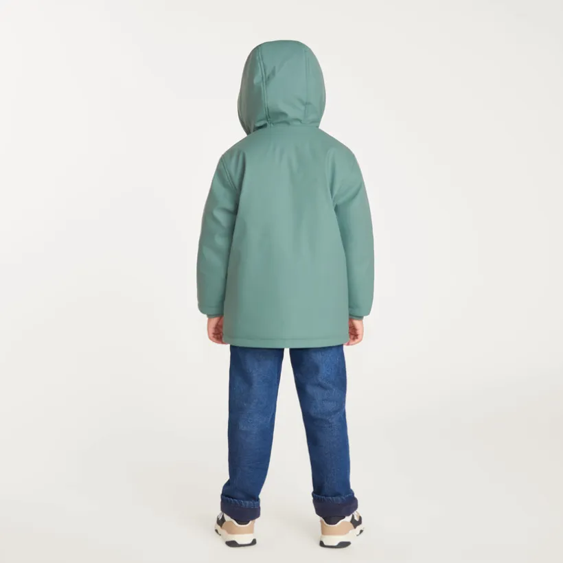 Jongens parka met capuchon en micropolaire voering.