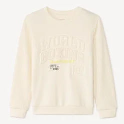 Jumper van twee materialen met reliëfpatroon jongens