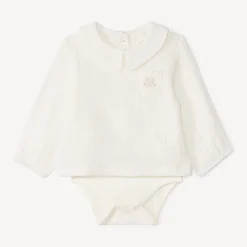 Jumpsuit effect 2-in-1 van katoen met broderie van een olifant voor baby jongens