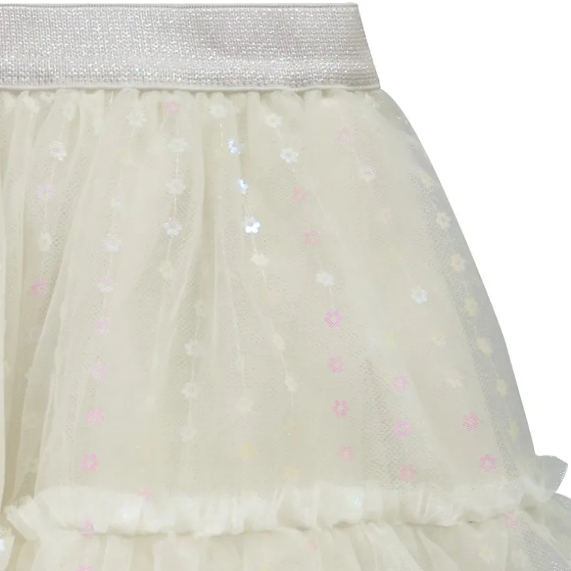 Jupe en tulle volanté avec sequins fleurs irisés pour bébé fille