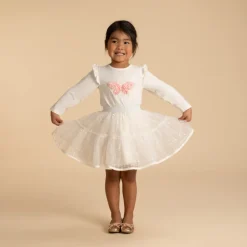 Jupe en tulle volanté avec sequins fleurs irisés pour bébé fille