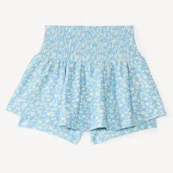 Jupe-short met smock taille en bloemenprint voor meisje
