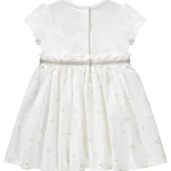 Jurk body 2 in 1 van twee materialen met vogelprint meisjes