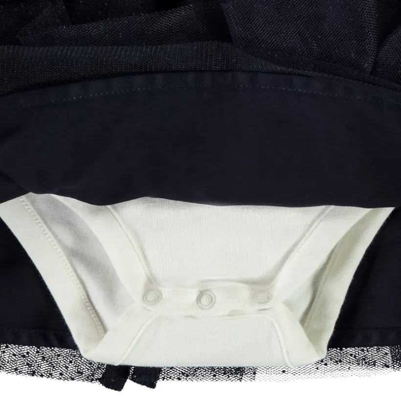 Jurk body met lange mouwen 2-in-1 effect in twee stoffen voor meisjes