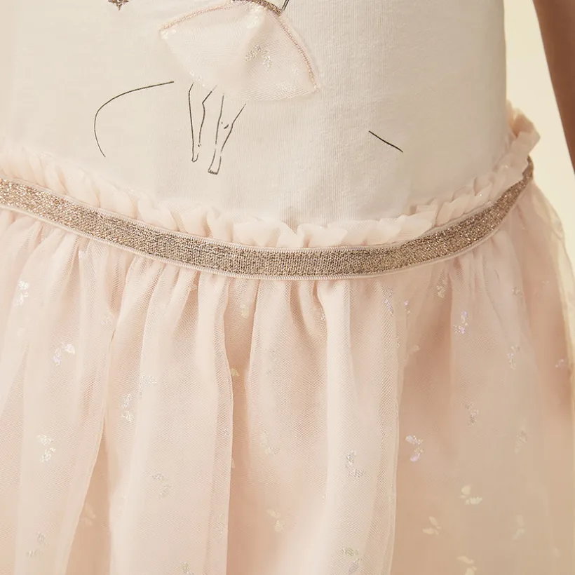 Jurk 2-in-1 effect met tule en vlinderprint voor baby meisjes