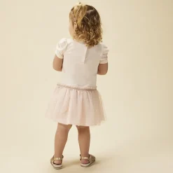 Jurk 2-in-1 effect met tule en vlinderprint voor baby meisjes