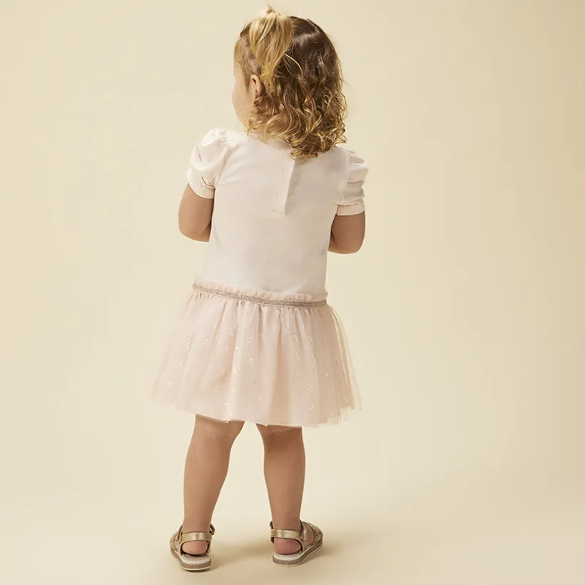 Jurk 2-in-1 effect met tule en vlinderprint voor baby meisjes