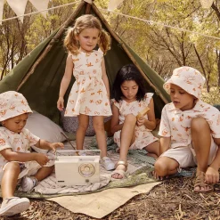 Jurk korte mouwen in tetra met fantasieprint voor baby meisje