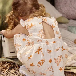 Jurk korte mouwen in tetra met fantasieprint voor baby meisje