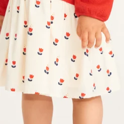 Jurk meisjes met 2-in-1 effect en tulpenprint