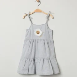 Jurk met dunne bandjes en Smiley Baby-borduursel