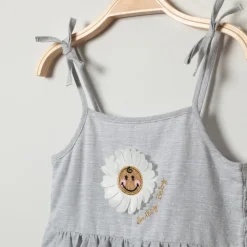 Jurk met dunne bandjes en Smiley Baby-borduursel