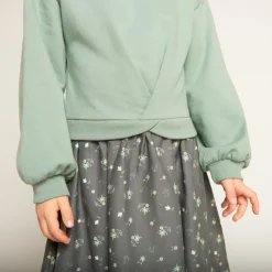 Jurk met 2-in-1 effect en fantasie, bi-materiaal, meisjes