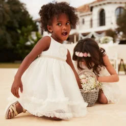 Jurk met 2-in-1 effect en hartvormige open rug voor babymeisjes