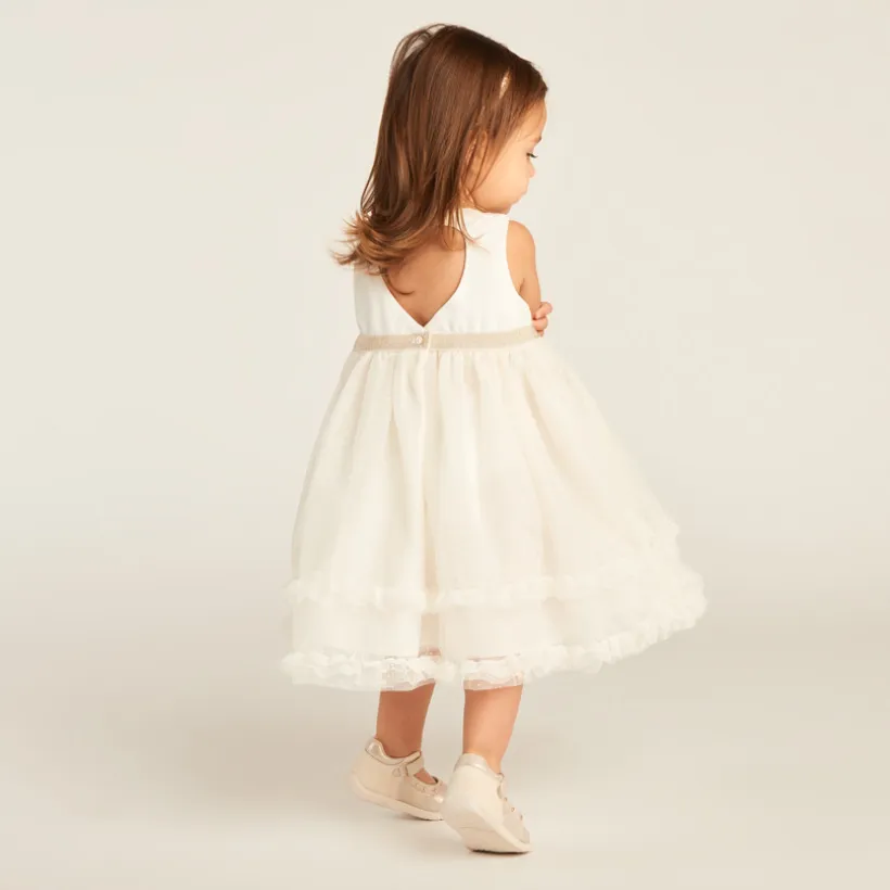 Jurk met 2-in-1 effect en hartvormige open rug voor babymeisjes