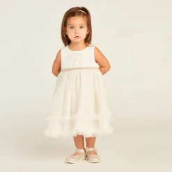 Jurk met 2-in-1 effect en hartvormige open rug voor babymeisjes