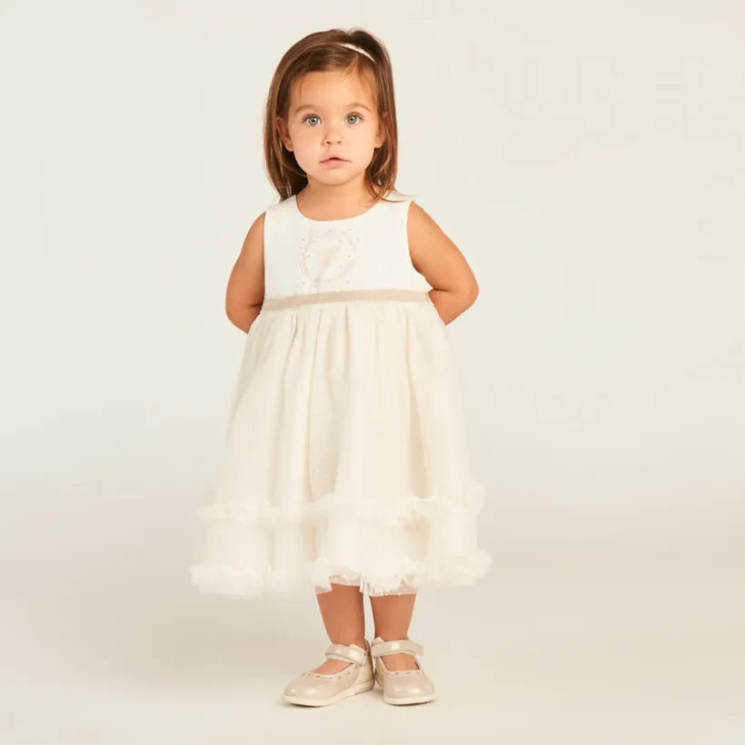 Jurk met 2-in-1 effect en hartvormige open rug voor babymeisjes