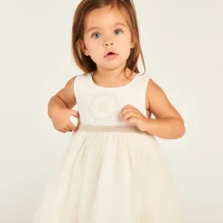 Jurk met 2-in-1 effect en hartvormige open rug voor babymeisjes