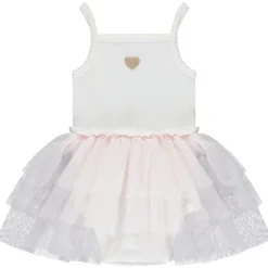 Jurk met 2-in-1 effect en tule volant voor meisjes