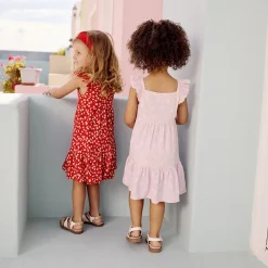 Jurk met korte mouwen bedrukt in cloqué mesh voor baby meisjes