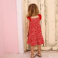 Jurk met korte mouwen bedrukt in cloqué mesh voor baby meisjes