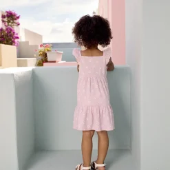 Jurk met korte mouwen bedrukt in cloqué mesh voor baby meisjes