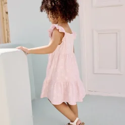 Jurk met korte mouwen bedrukt in cloqué mesh voor baby meisjes