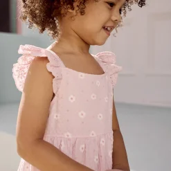 Jurk met korte mouwen bedrukt in cloqué mesh voor baby meisjes