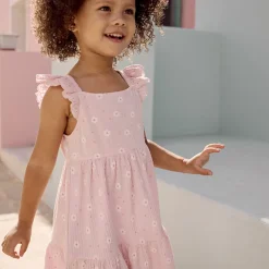 Jurk met korte mouwen bedrukt in cloqué mesh voor baby meisjes