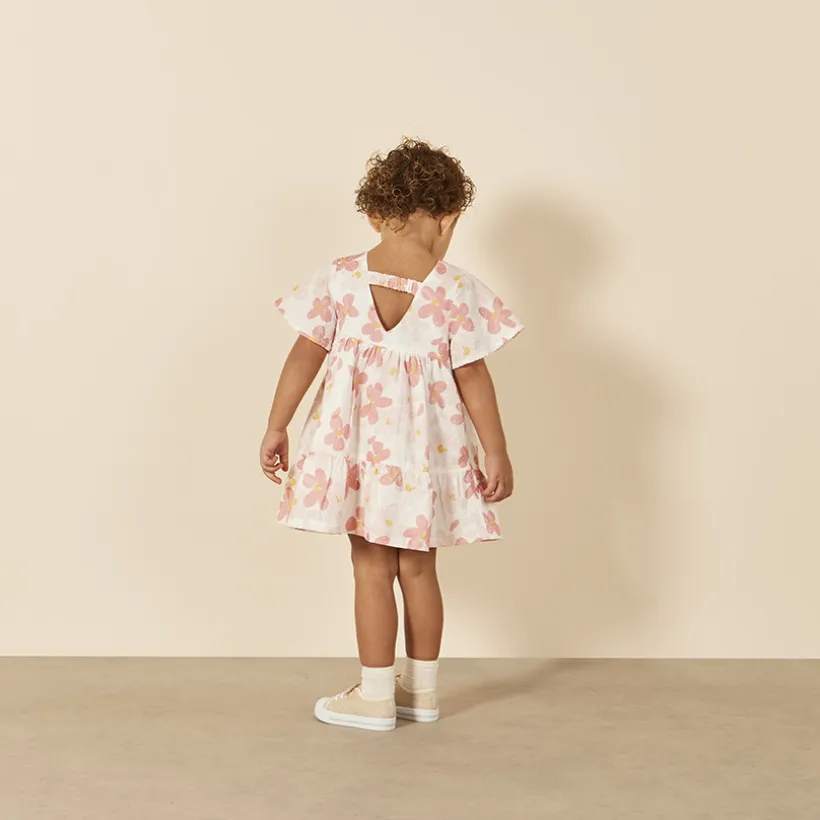 Jurk met korte mouwen en bloemenprint voor babymeisjes