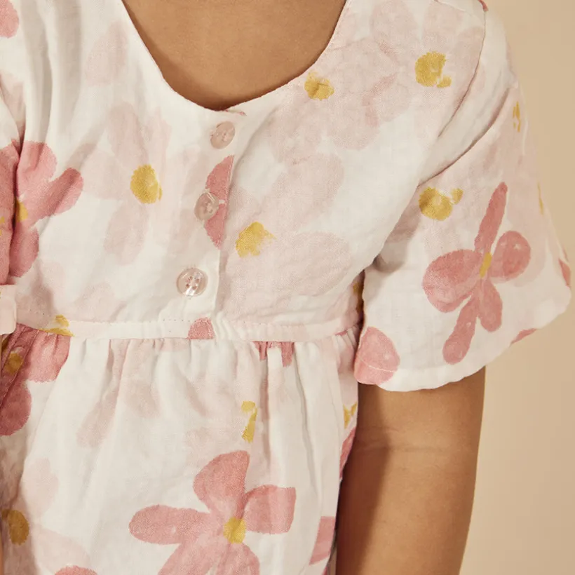 Jurk met korte mouwen en bloemenprint voor babymeisjes