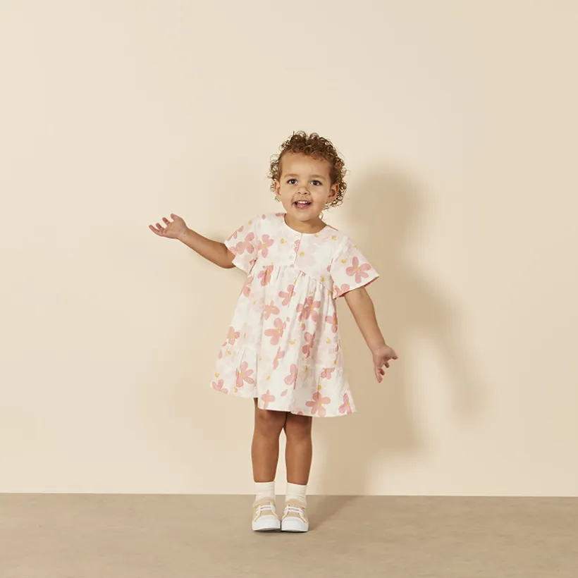 Jurk met korte mouwen en bloemenprint voor babymeisjes
