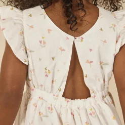 Jurk met korte mouwen en ruches met bloemenprint voor babymeisje