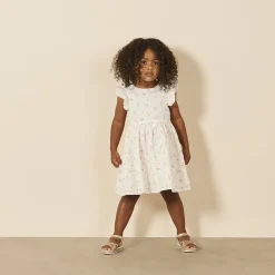 Jurk met korte mouwen en ruches met bloemenprint voor babymeisje