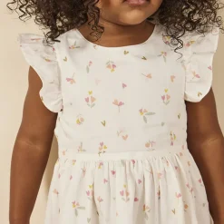 Jurk met korte mouwen en ruches met bloemenprint voor babymeisje