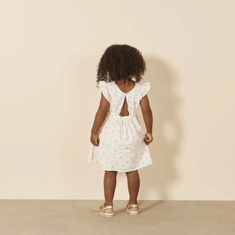 Jurk met korte mouwen en ruches met bloemenprint voor babymeisje