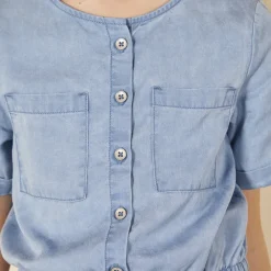 Jurk met korte mouwen in jeanslook meisjes