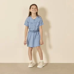 Jurk met korte mouwen in jeanslook meisjes