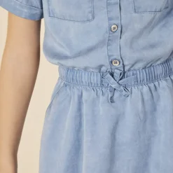 Jurk met korte mouwen in jeanslook meisjes
